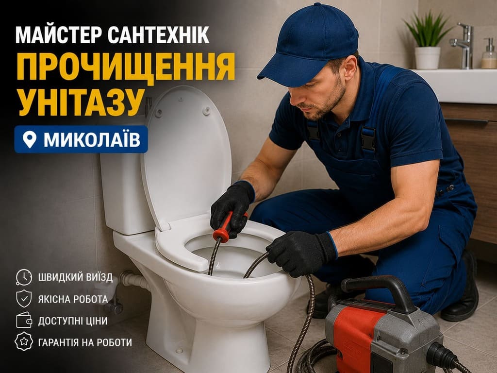 прочищення унітазу миколаїв